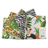 Lot de 5 Fat Quarters 100 % coton de qualité supérieure, 45 cm x 55 cm, « dans la jungle », idéal pour l'artisanat et le patchwork
